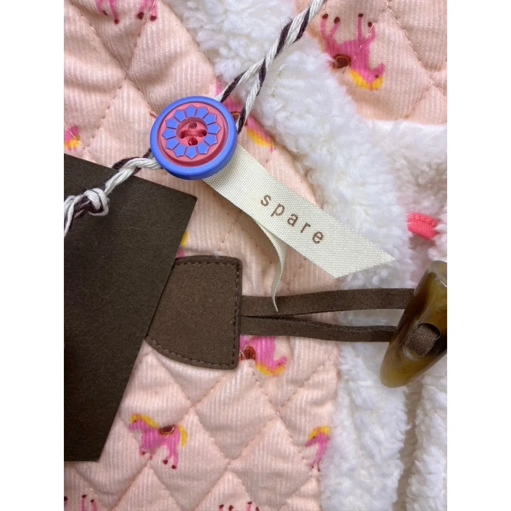 Matilda Jane Quilted Vest Kids 6 Pink New Reversible Horse Print‎ Toggle Sherpa